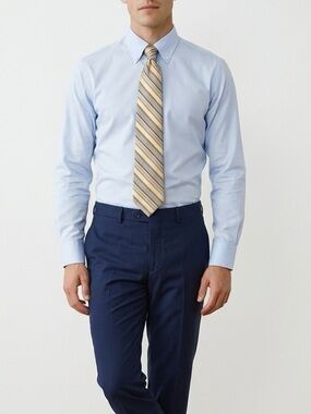 ENRO Elegant Men's Striped Tie in Yellow and Blue 100% Silk